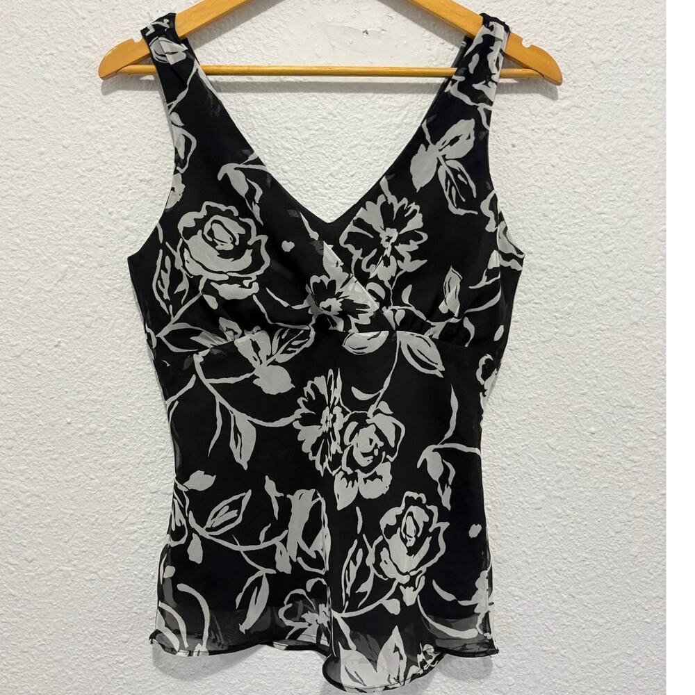 Vintage Y2K Baby doll blouse floral black and white feminine whimsygoth